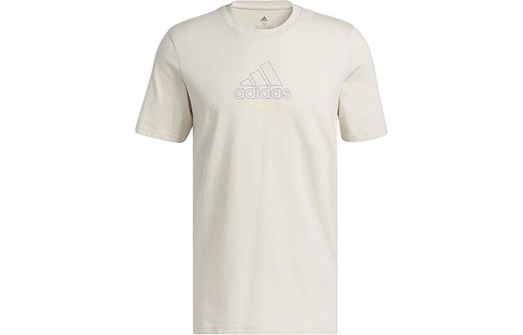 Adidas T Shirts Men s Beige Crew Neck Moderate Straight Fit IB9425 XXL