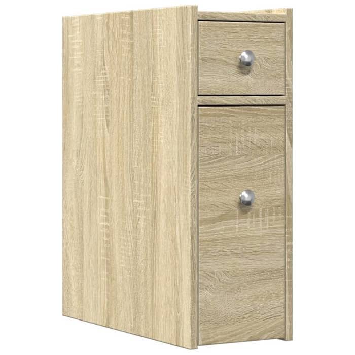 VidaXL Armoire de salle de bain étroite avec roulettes chêne sonoma, armoire de salle de bain haute, rangement de salle de 855288