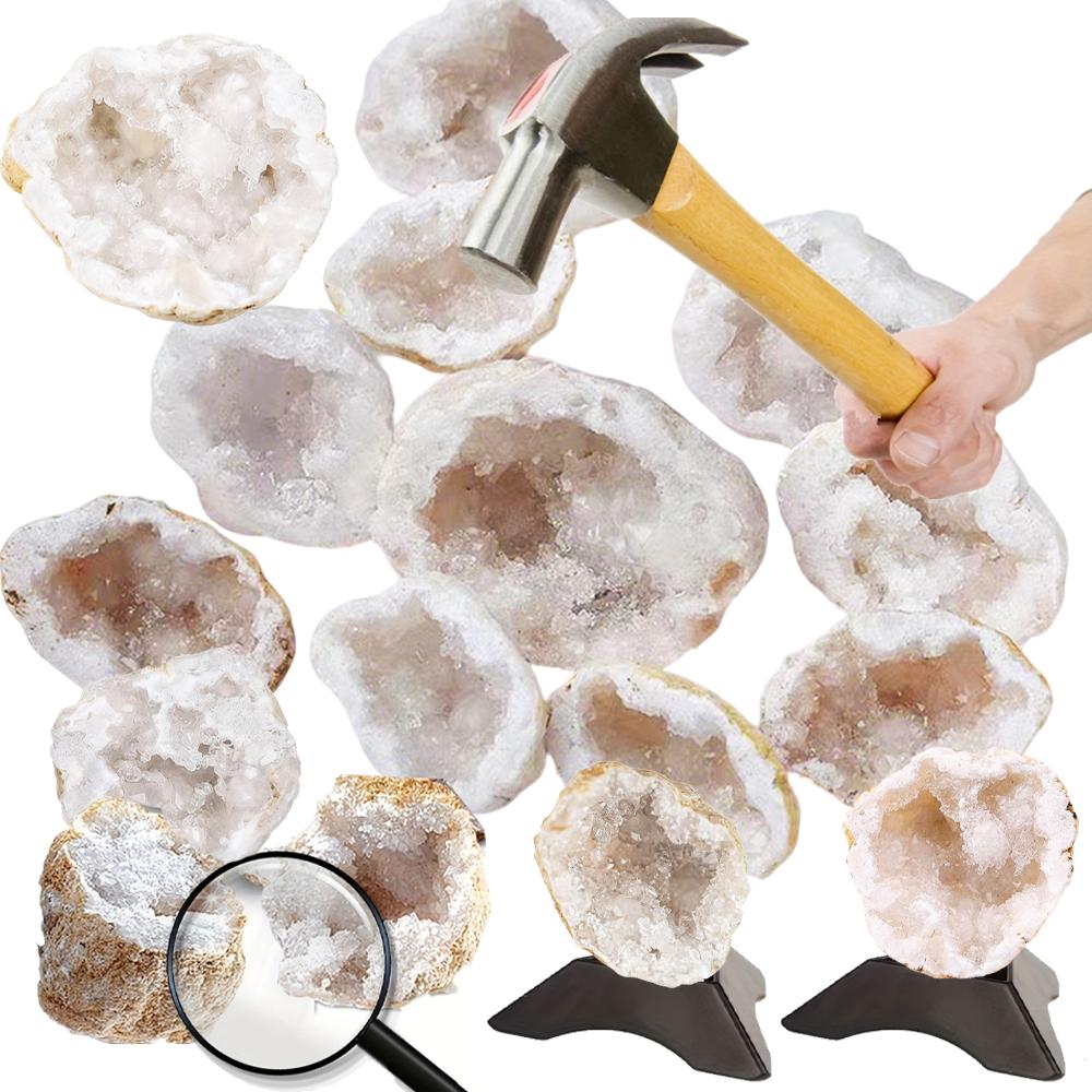8Pc Set Natural Agate Geode Crystal Cluster - Raw Mineral Specimen For Crystal Collection Healing Lucky Collection Gift