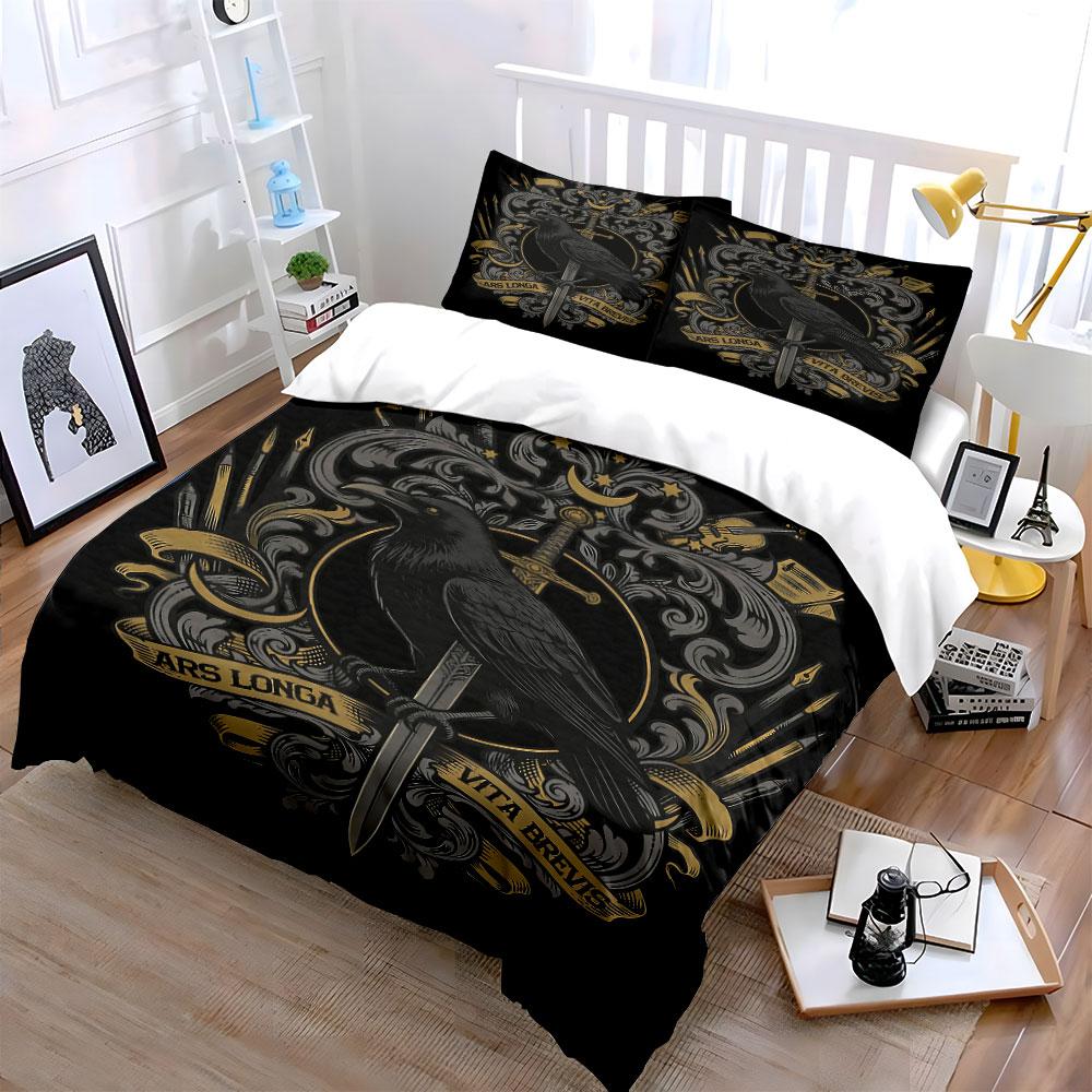Raven, sword, scroll design. Bedding sets Duvet cover sets Duvet covers Pillowcases(1 * Duvet Cover 2 * Pillowcases, without duvet insert)
