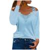 Damen-T-Shirts mit kalter Schulter, modisch, lässig, Spitze, Langarm, V-Ausschnitt, lockere Passform, Tunika, T-Shirt, sexy Blusen