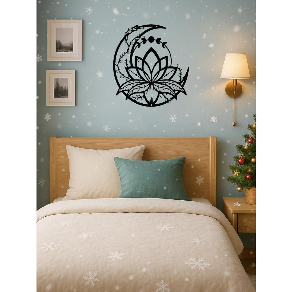 Metal Moon Lotus Wall Art Christmas Halloween Home Gift Decor