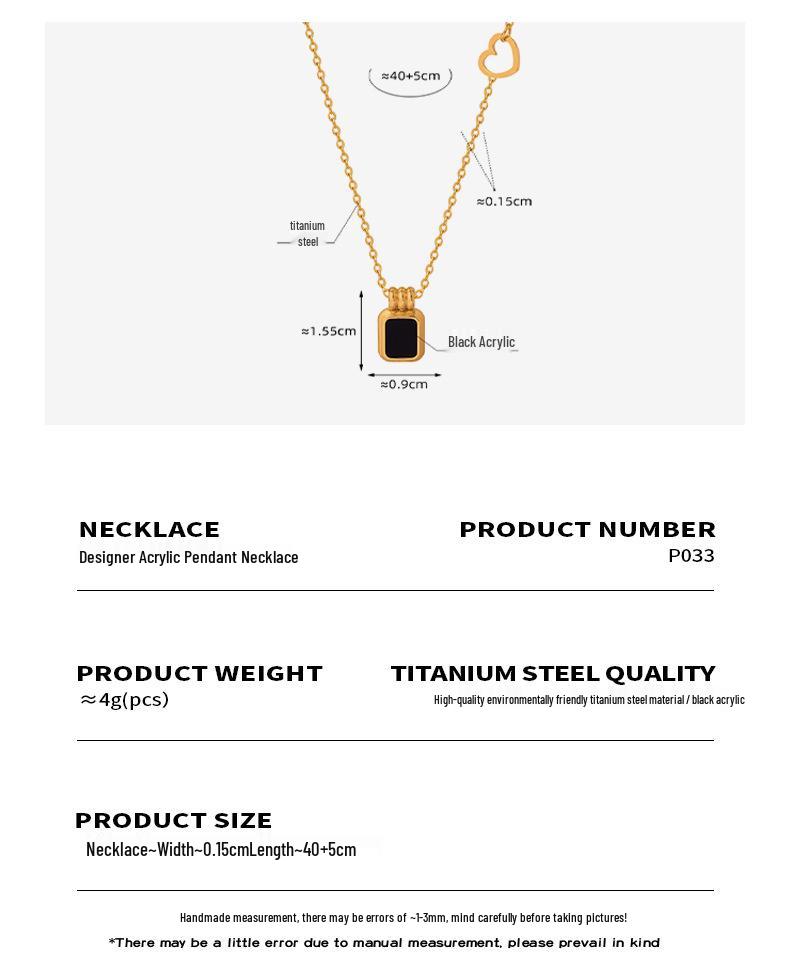 Retro Acrylic Pendant Necklace: Influencer-Style Gold-Plated Titanium Steel Chain for Women