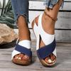 Sandali da donna con zeppa a contrasto e tacco alto, scarpe casual a punta aperta con suola spessa, comodi sandali con cinturino alla caviglia