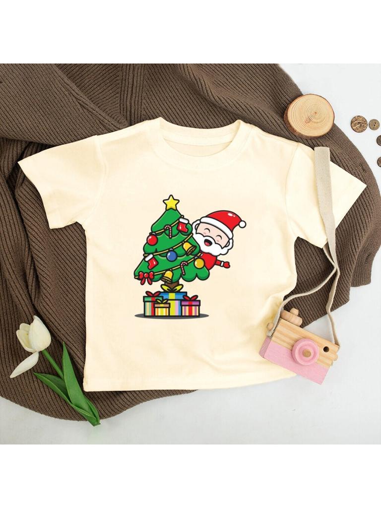 Weihnachtsmann Weihnachtsfeier Jungen Mädchen Retro Kurzarm-T-Shirt Kleinkind Weihnachten