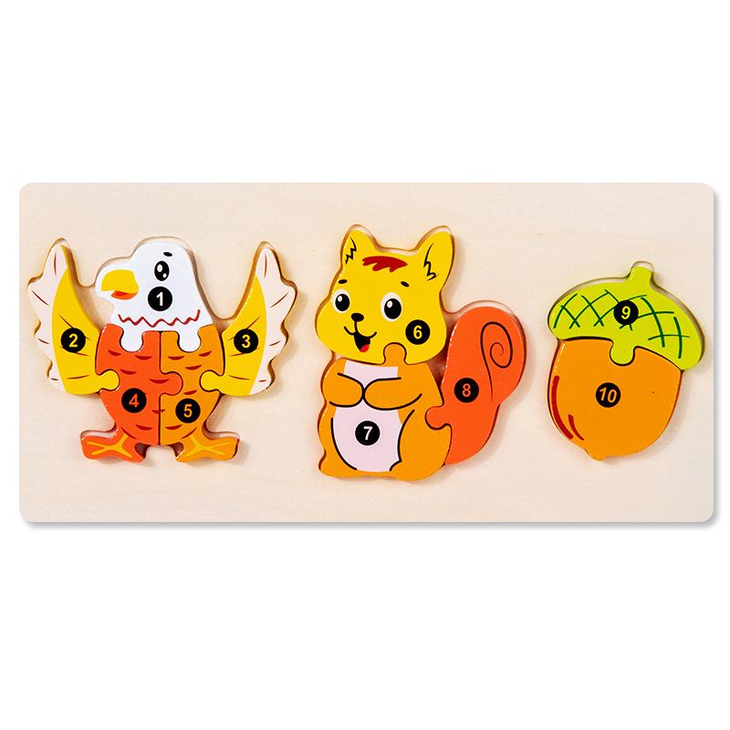 Cross-Border Animal Insect 3D Puzzle Building Blocks – Wooden Educational Toys for Kindergarten