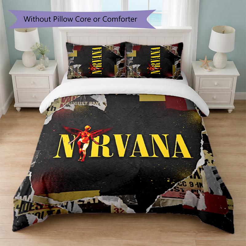 Nirvana Print 3Pcs Bedding Set Duvet Cover With Two Pillowcases Soft Bed Linen For Household Bedroom