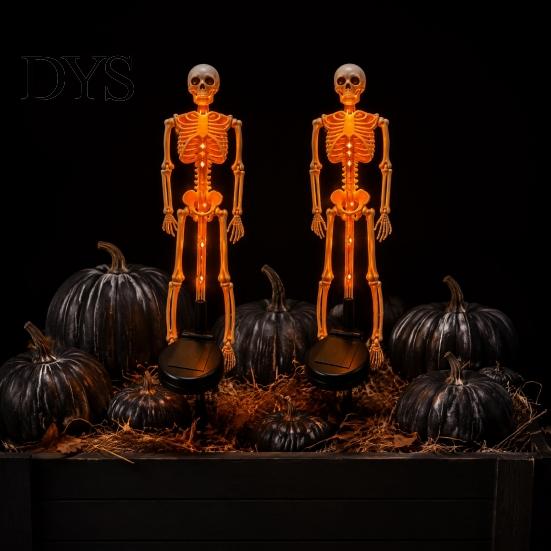 Cemetery Markers for Halloween 2Pcs Solar Skeleton Stake Light, Glowing Realistic Figurine, Waterproof Outdoor Lawn Decorations Lamp Party Pathway