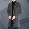 Men's Striped Mid-Length Overcoat Suit Collar Trench Coat, 2023 Autumn/Winter, Youth Plus Cotton, Thickened.