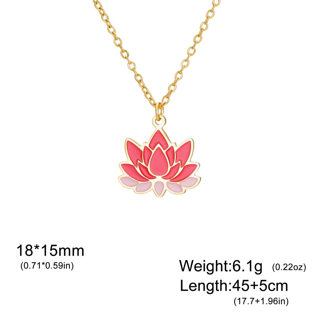 Unift Enamel Lotus Necklace Stainless Steel Pendant Necklace for Women Exquisite Lotus Necklace Jewelry Gifts for Friend