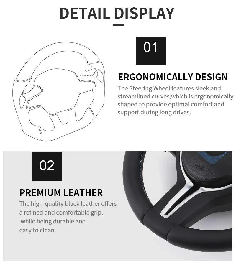 Carbon Fiber Sport Steering Wheel Compatible with M3 F30 F15 F16 F20 F21 F25 F26 M5 F10 F11 F06 F07 F12 F13 F01 E70 E87 E81 E90