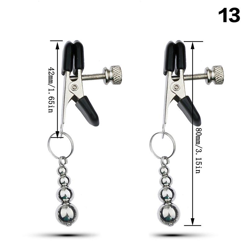 2 Pcs Adjustable Metal Breast Spring Clamps for Couples Bondage Adult Game Nipple Stimulator Role-Playing Restraint Accessories