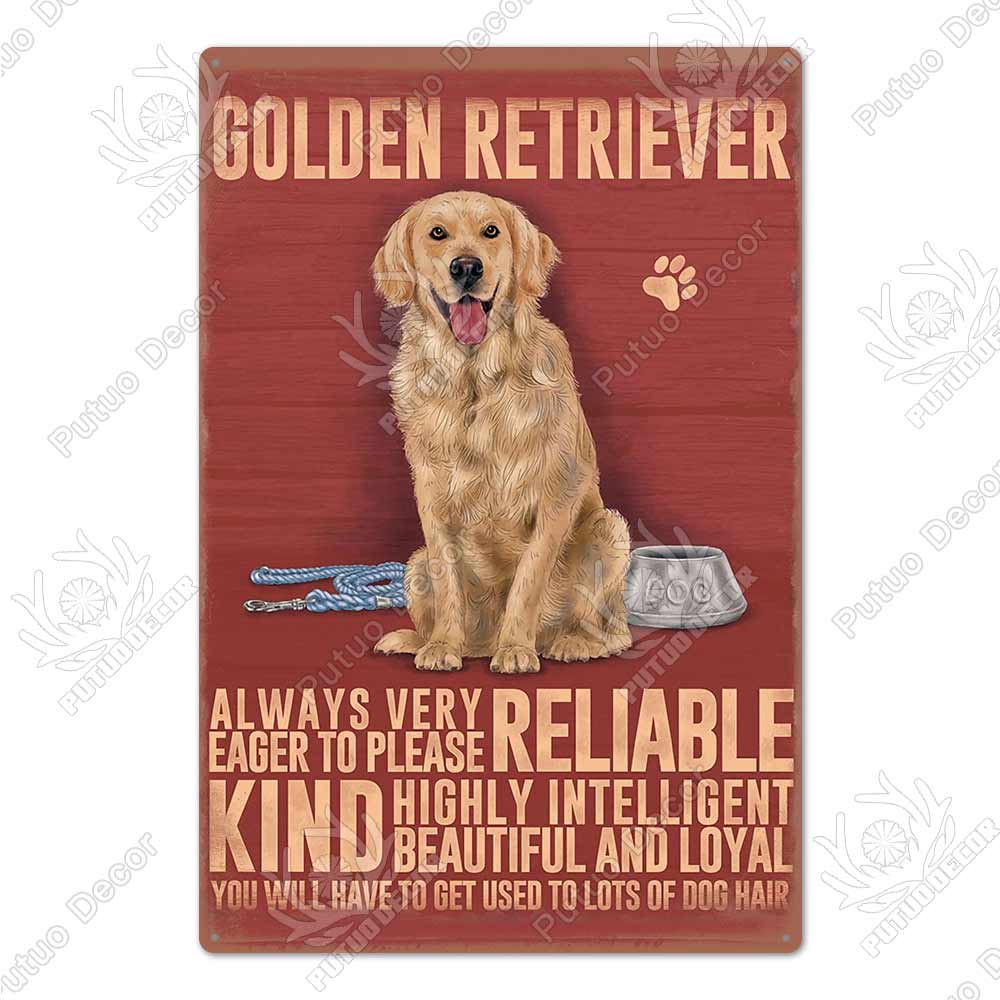 

Putuo Decor Dog Vintage Tin Sign Plaque Metal Plate Wall Art Decoration for Living Room Man Cave Cafe Farm Home Retro Poster 20x30cm（7.8x11.8inch）