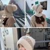 Women Korean Style Scarf Student Hat Integrated Earmuffs Cap Sleeve Plush Winter