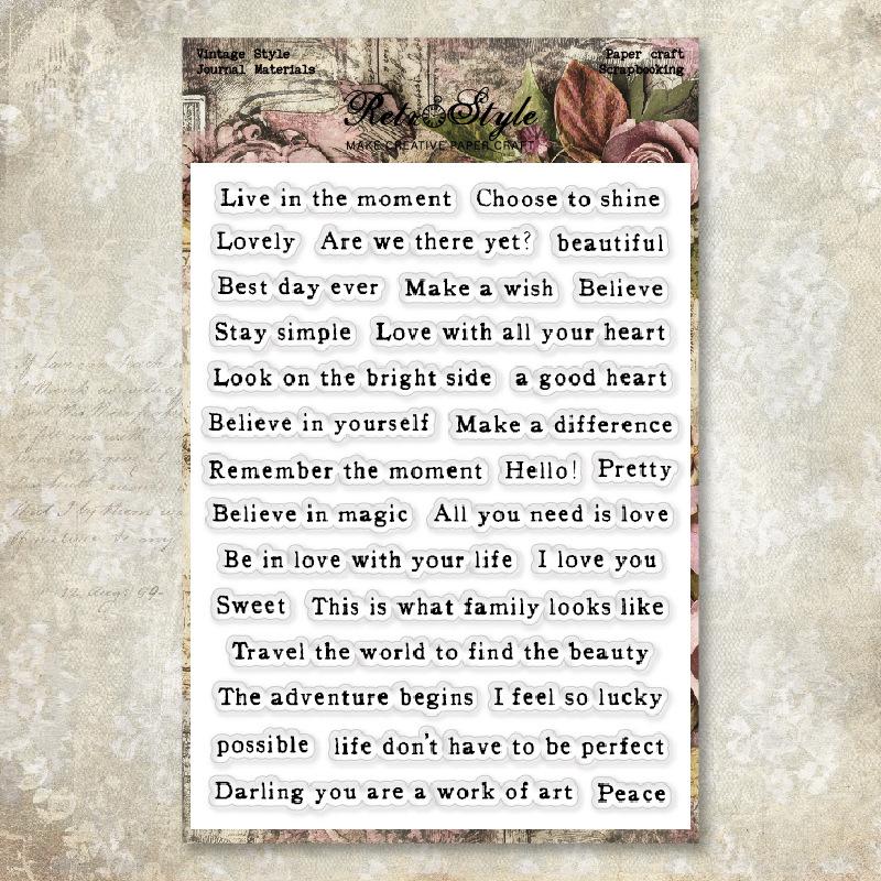 1SET hand account transparent silicone seal retro background basic seal DIY decorative hand account rubber stamp mushroom manuscript paper