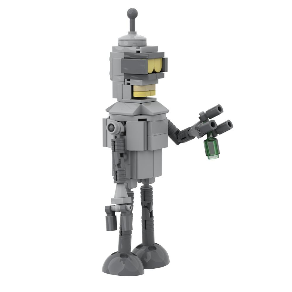 MOC Futurama Bender Roboter Modellbausteine Animation Actionfigur Wütender Roboter Kreatives Design Stein Spielzeug Geschenk
