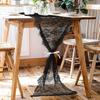 Black Lace Table Runner, 14x118 Inch Vintage Lace Table Cloth, Embroidered Boho Tables Runner for Rustic Wedding Tables Decorations, Bridal Shower,