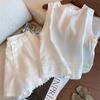 Women's Fashionable White Lace Embroidery Summer Two-Piece Set: High-End Shirt, Top, and Shorts
