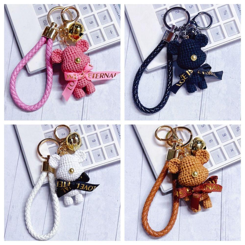 

Gold Bell Cartoon Bear Key Chain Cute Bow Key Ring Creative Jewelry Accessories Female чёрный