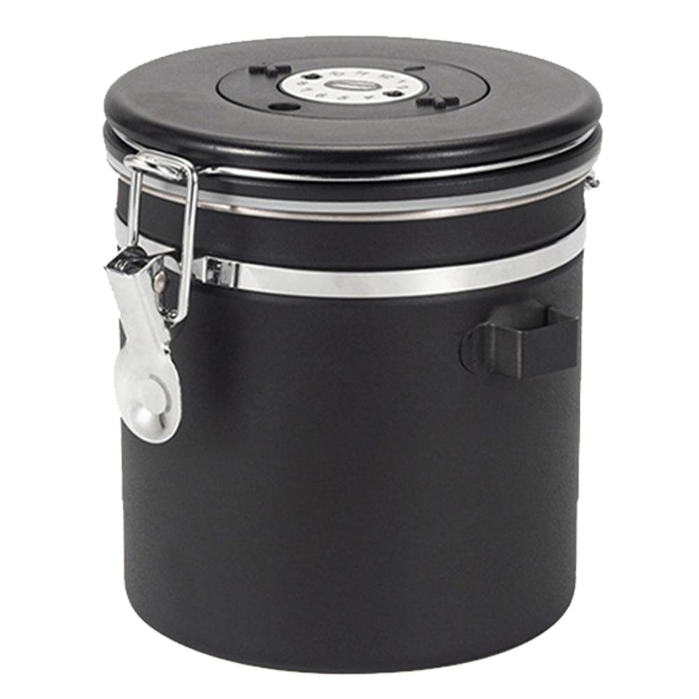 

Coffee Canister, 40OZ Airtight Kitchen Food Storage Container, Stainless Steel Coffee Grounds And Beans Container With Stainless Steel Spoon 1.2L baking black