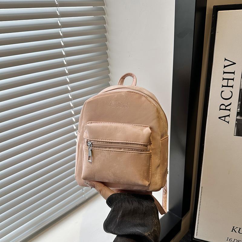 

Student schoolbag solid color simple and beautiful casual backpack summer popular backpack commuter versatile bag no pendant розовый