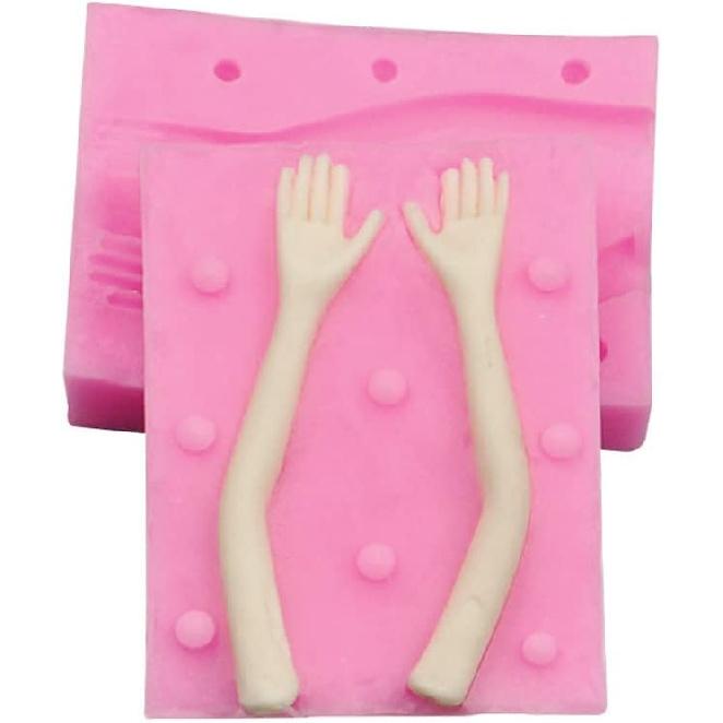 3D Doll Body Leg Arm Face Head Silicone Mold Q Version Dolls Model Fondant Craft Clay Resin Mould DIY Cake Decorating Supplies Baking Tool (5PCS)