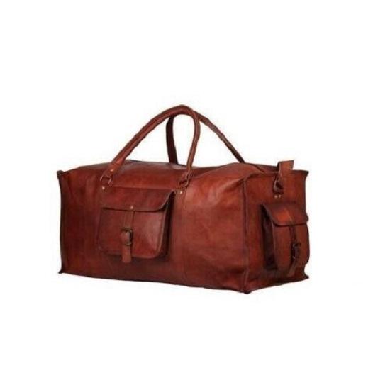 NEUE 36-Zoll-Herren-Reisetasche aus echtem Ziegenleder in Braun für das Fitnessstudio und das Wochenende über Nacht