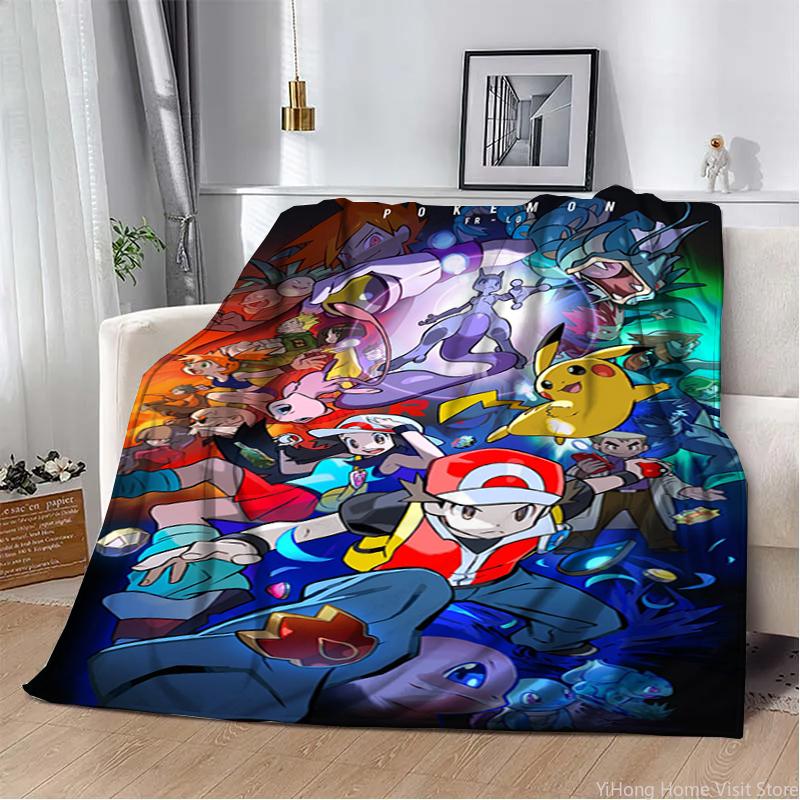 3D Printing Pokemon Anime Cute Cartoon Blanket Fluffy Children and Adults Sofa Plush Bedspread Throw Lunch Blanket for Sofa Bed
