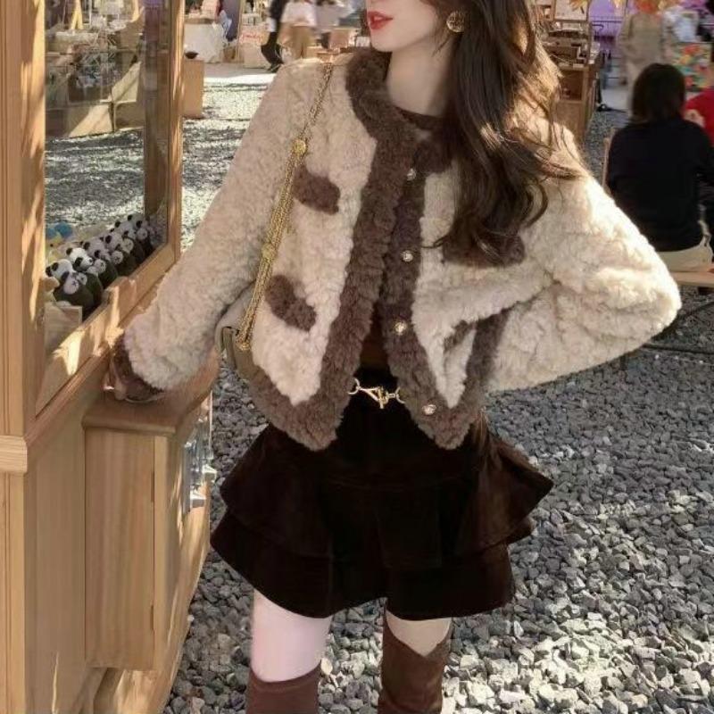 

Xiaoxiangfeng искусственной овечьей шерсти короткое пальто для женщин осень интернет знаменитости новый весенний выход корейский стиль свободный темперамент топ XL