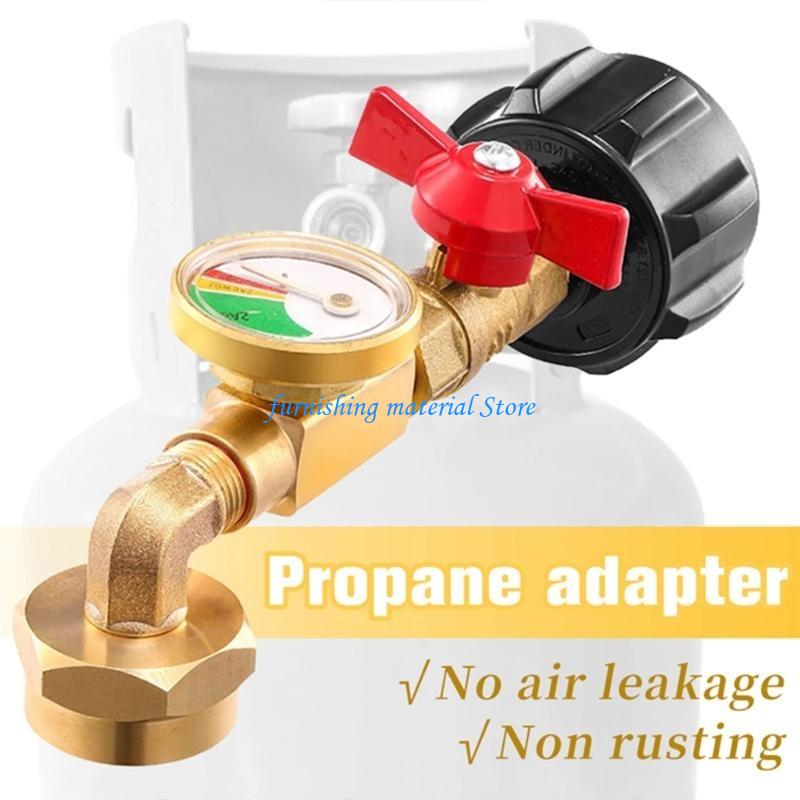 Y5GD Propane Cylinders Refill Adapter with Gauge Brass 1LB Bottle Connector 90 Degree Elbow Refill Tool for Fast Filling