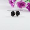 Natural Black Onyx Stud Earrings, 925 Sterling Silver Studs, Oval Black Onyx Studs, Gift for Mom, December Birthstone, Handmade Silver Studs