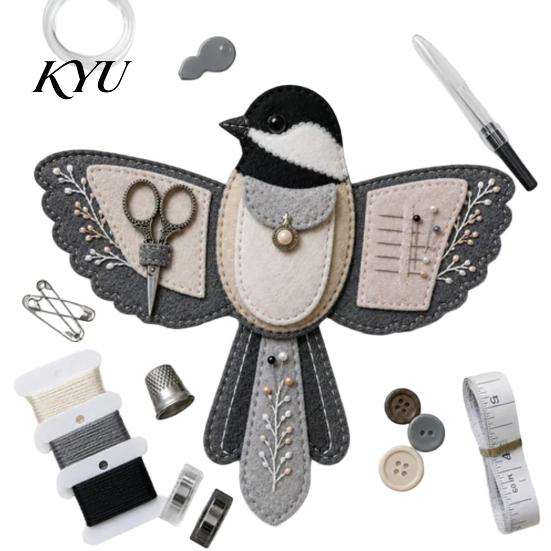 DIY Vogel Näh-Organizer Form Filz-Set, Tragbare Dekorative Basteltasche Handgemachtes Set mit Scherenfach und Nadelkissen, Stickwerkzeuge Zubehör
