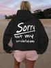 Basic Polyester Hoodie Alphabet Print 100_ Polyester Women Autumn and winter  Comfortable Pullover Crewneck Loose Female Clothes