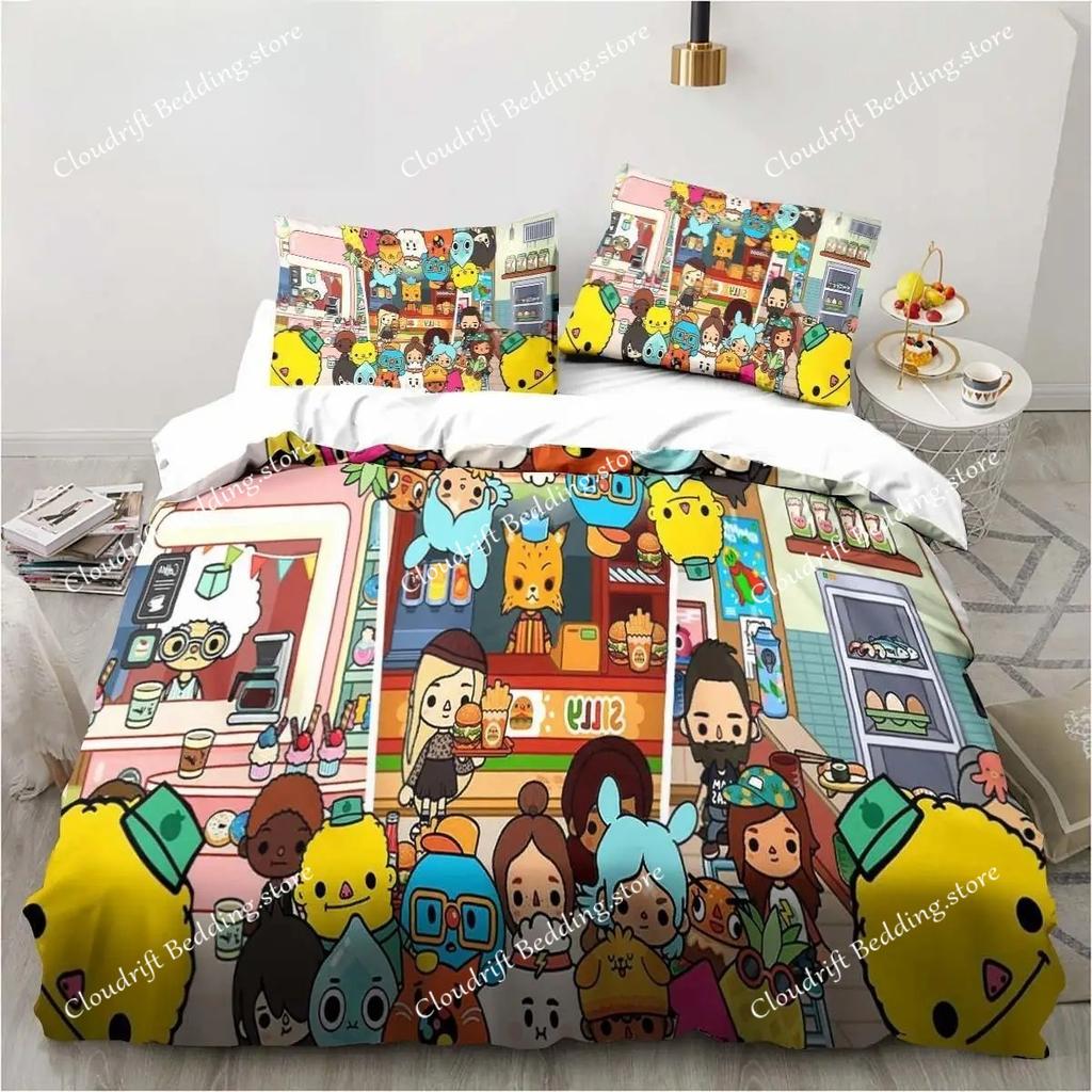 New Game Toca Life World Bedding Set Excavator Sheet King Twin Double Child Bedding Set Mircofiber or Polyester Duvet Cover Set