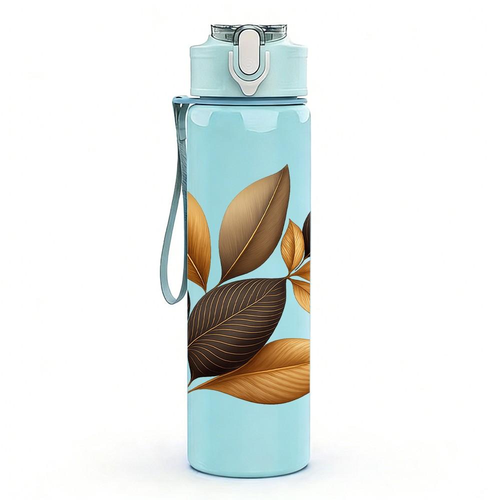 1PC Dried Autumn Leaf Branch 750ml Color Plastic Sports Water Bottle Leakproof Flip Straw Lid Suitable for Sports Office Home Use
