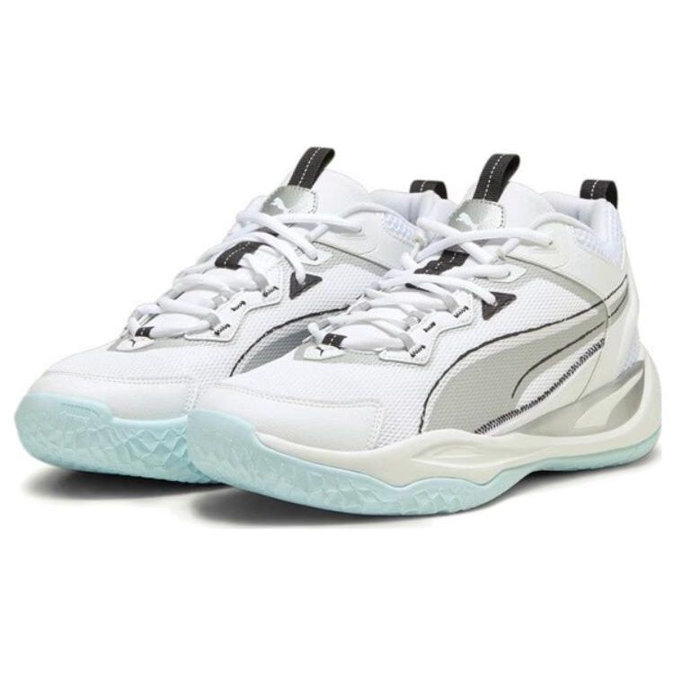 Puma Playmaker Versatile Comfortable Non-Slip Low-Top Basketball Shoes Unisex Sneakers White Silver Black 392330-02