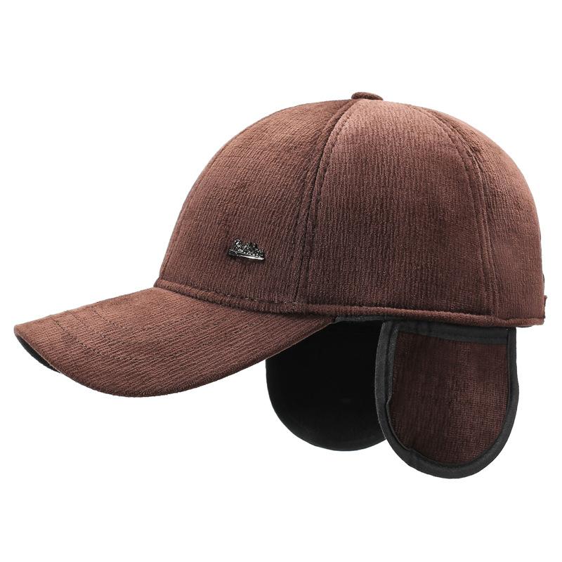 Winter Woolen Hat Men's Warm Baseball Hat Ear Protectors Old Man Thick Cap