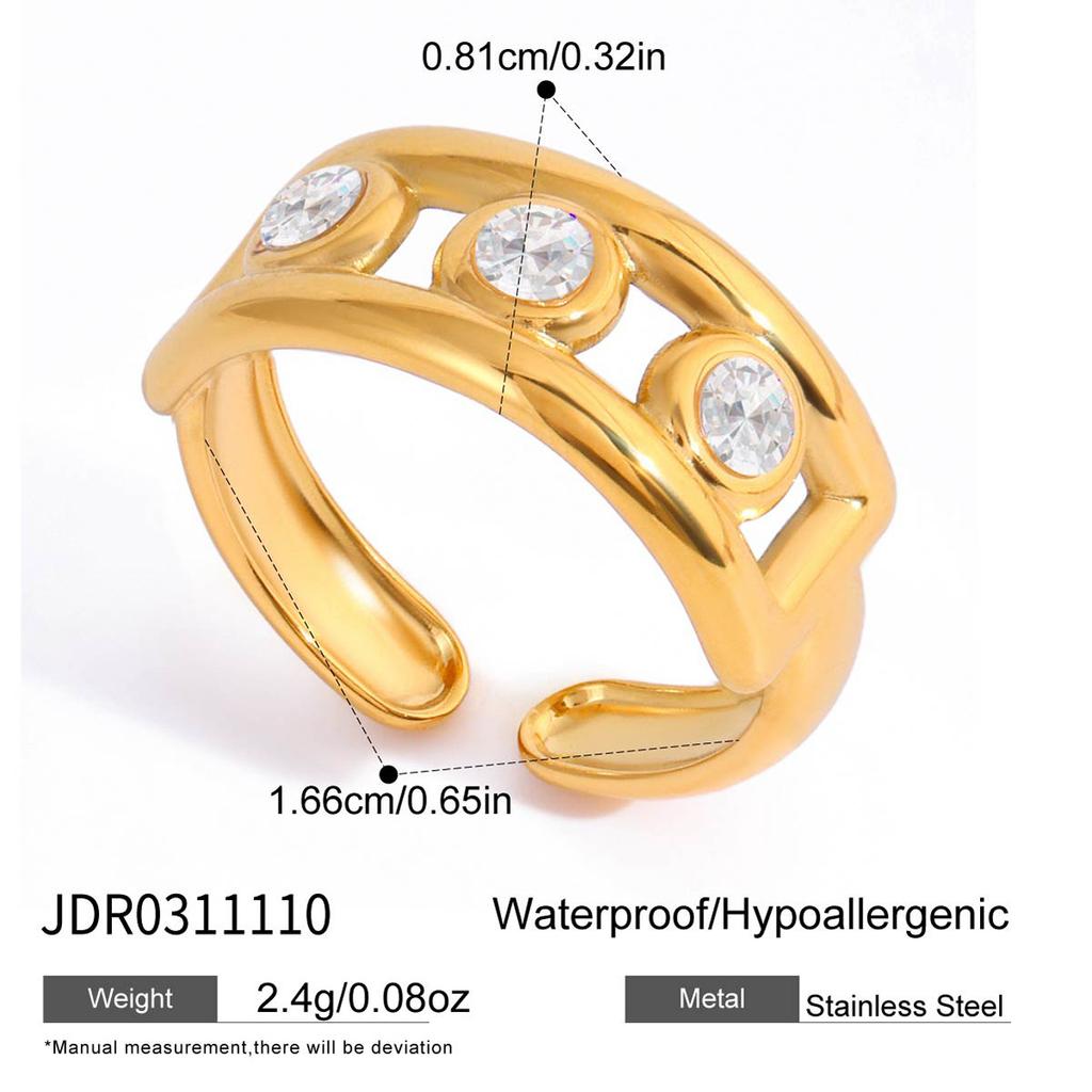 IVANDA Jewelry Set Anti Tarnish Stainless Steel Gold Plated Zircon Rings and Bracelets Set