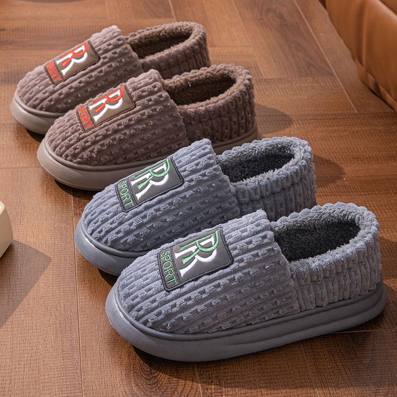 Cotton slippers men's spring and autumn winter plush home use non-slip home indoor warmth couple winter women