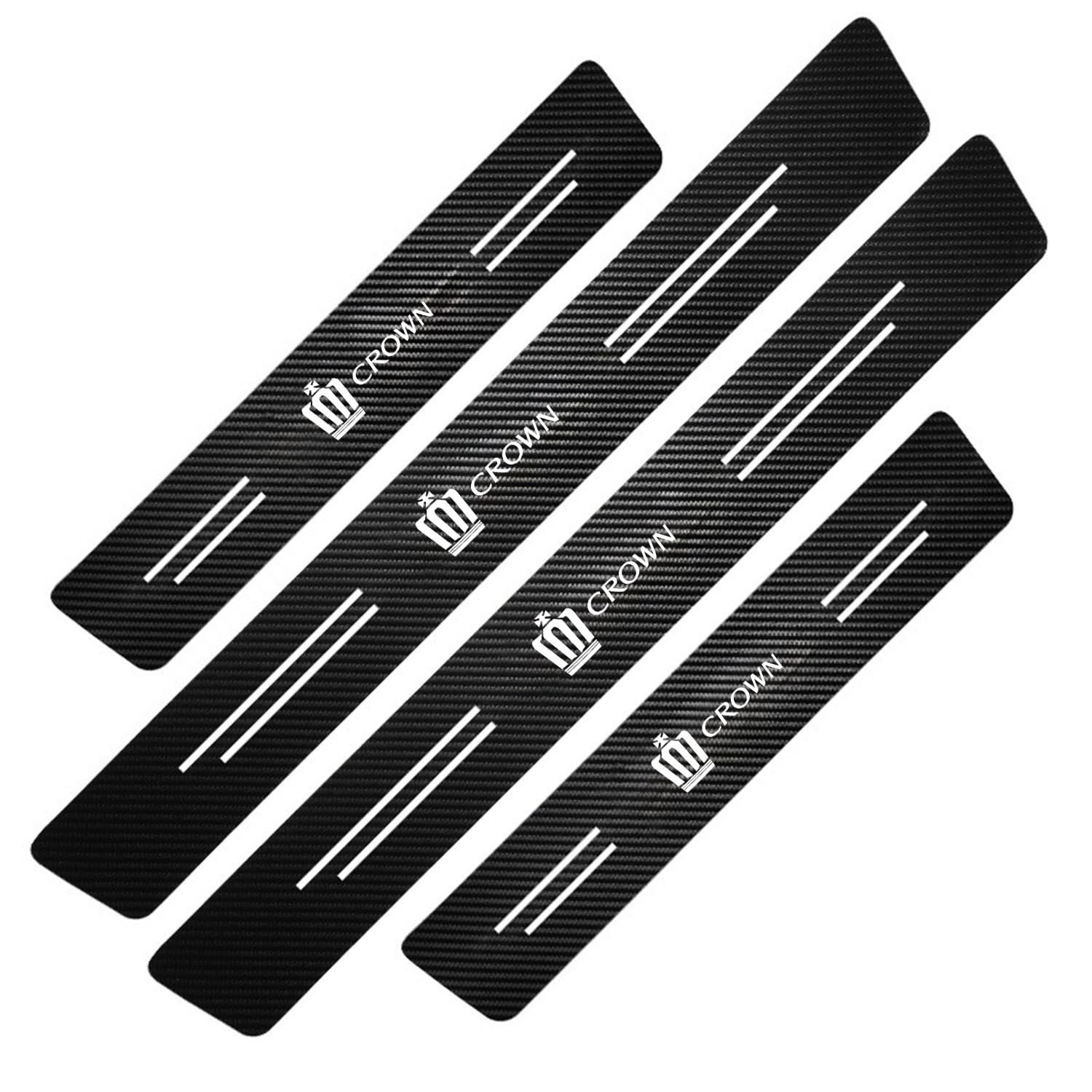 

Door Dust Guard Carbon Fiber Look Black Stain Strong Adhesive Tape Easy DIY Interior Protection Set of 4 CROWN-specific Stickers, + Plating, белый