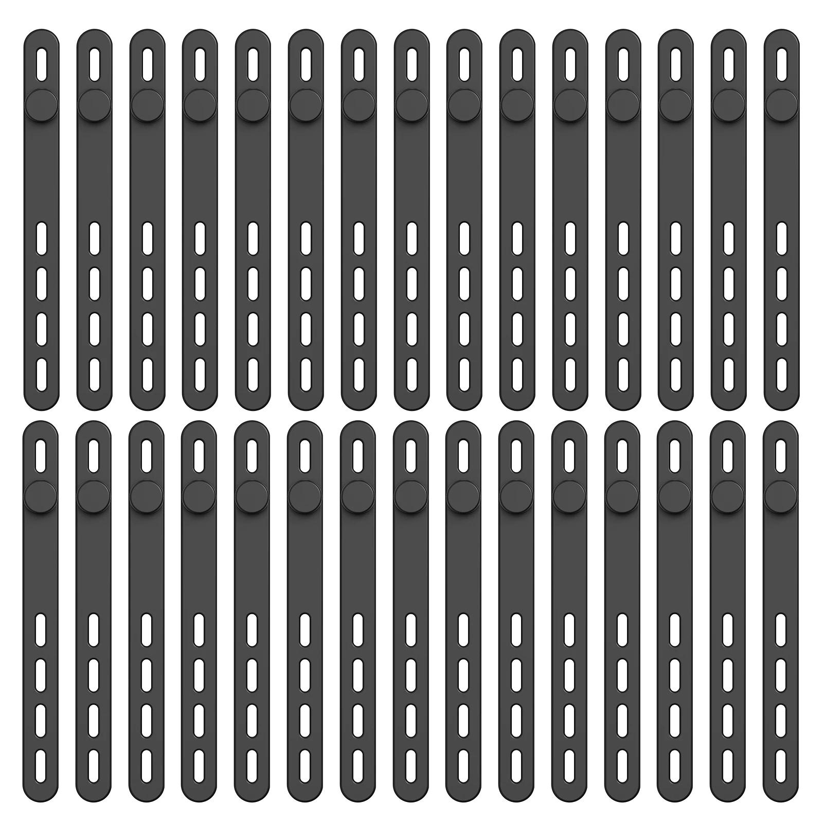 

30 шт. Силіконові кабельні стяжки Організатор шнурів Регульовані Багаторазові Кабельні стяжки Ремінці Організатор для кабельного менеджменту Кріпильні Кабельні стяжки чорний