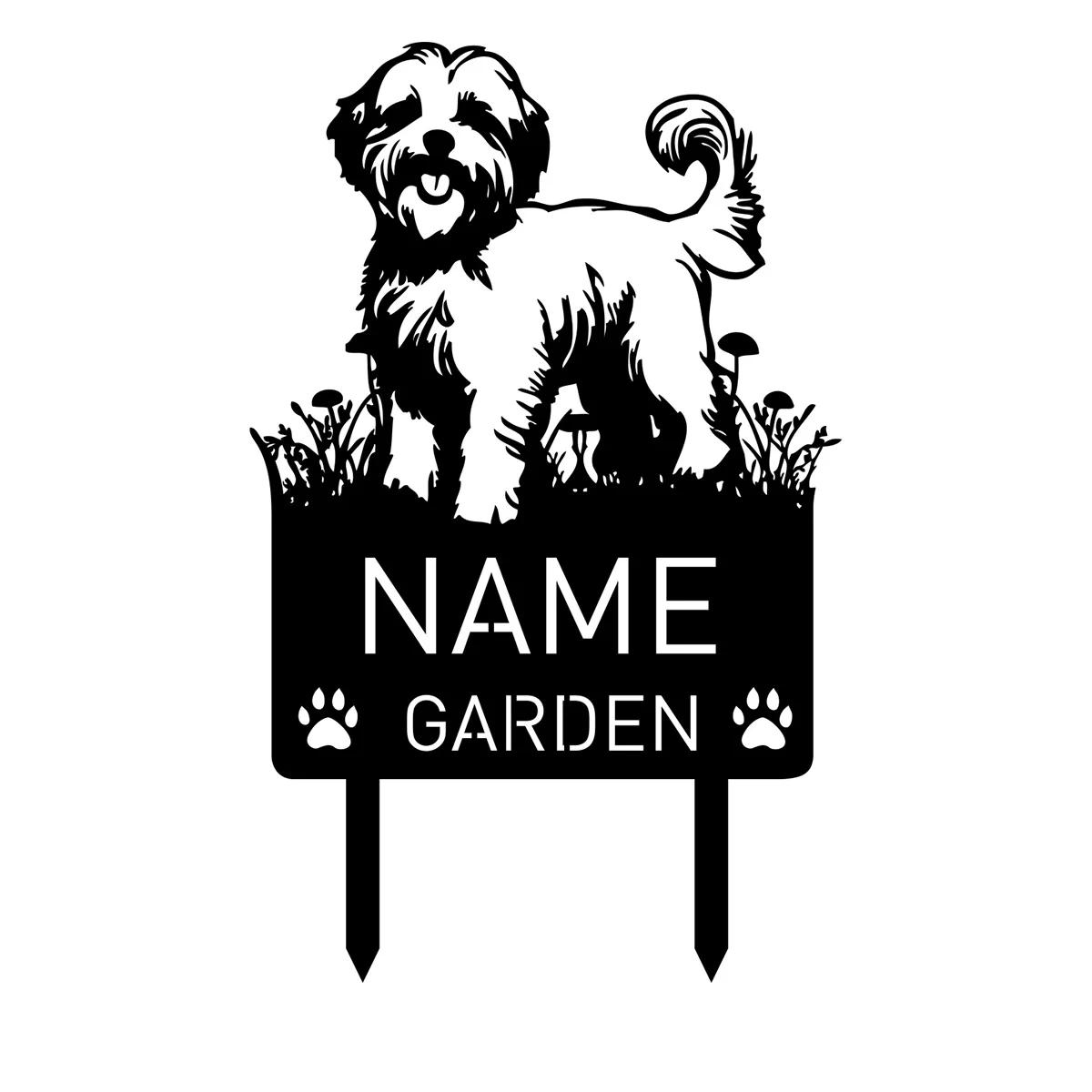 

Coton de Tulear Metal Memorial Garden Stake Personalized Grave Marker Pet Loss Sign чёрный