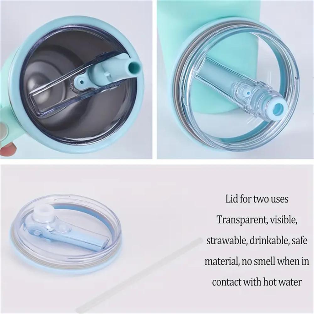 40oz Tumbler Reusable Straw Lid with Spill-Proof Flip Cover Replacement Water Bottle Lid for Outdoor Sports Travel Holiday Gift