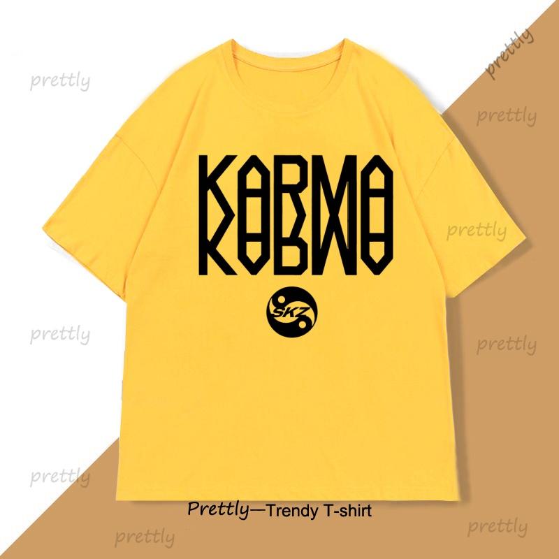 Kpop Korean Karma Album T Shirt SKZ World Tour 2025 TShirt Men Women Soft Comfortable Tshirt Casual Cotton Short Sleeve Tops