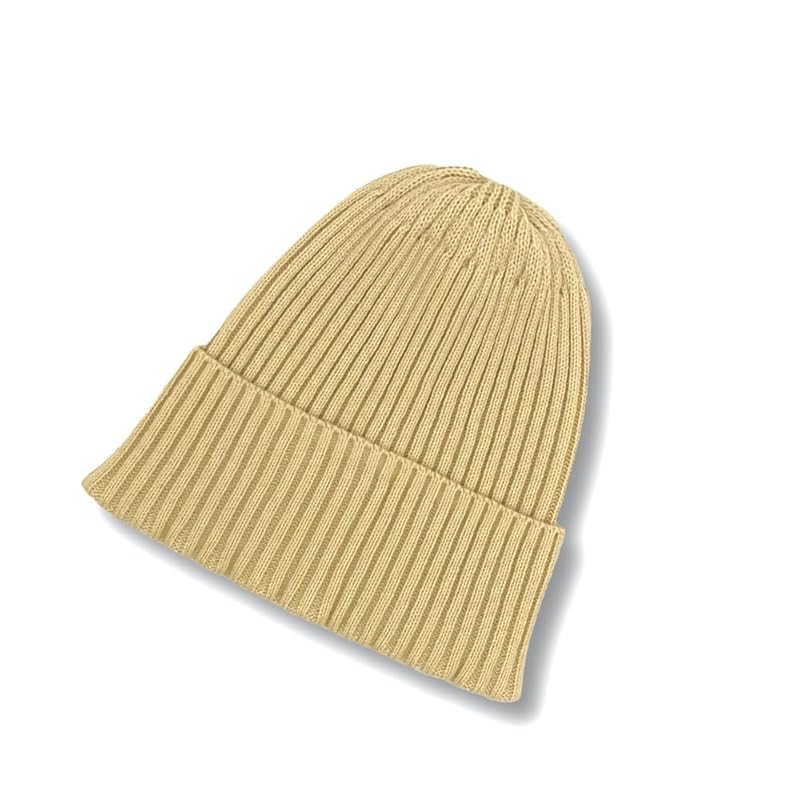 

[yokoami] knit hat rib acrylic wool made in Japan Domestic production watch beanie ladies men s Cold protection (Wool blend/light beige)
