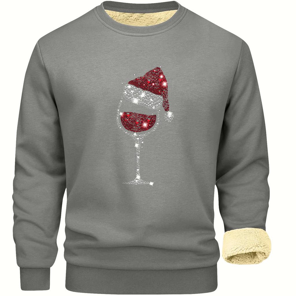 Sweatshirts för män Långärmad Fleece Casual Luddig Rundhalsad Pullover Varm Vinter