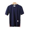 Short-Sleeved T-Shirt with Back Webbing, Unisex Couple Style, Summer Fashion Trendy Brand, Knitted Casual Round-Neck Versatile Top