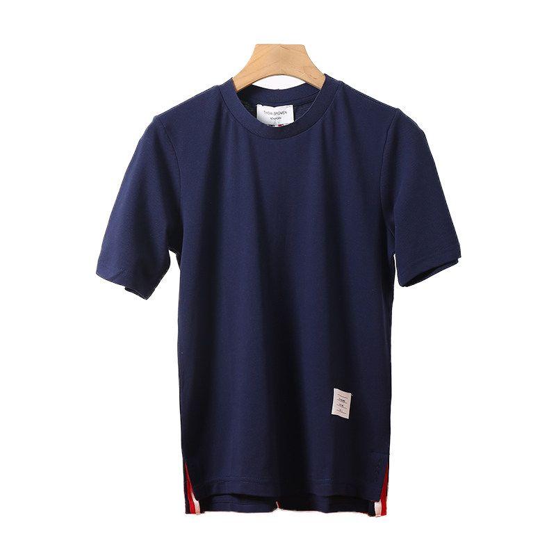 Short-Sleeved T-Shirt with Back Webbing, Unisex Couple Style, Summer Fashion Trendy Brand, Knitted Casual Round-Neck Versatile Top