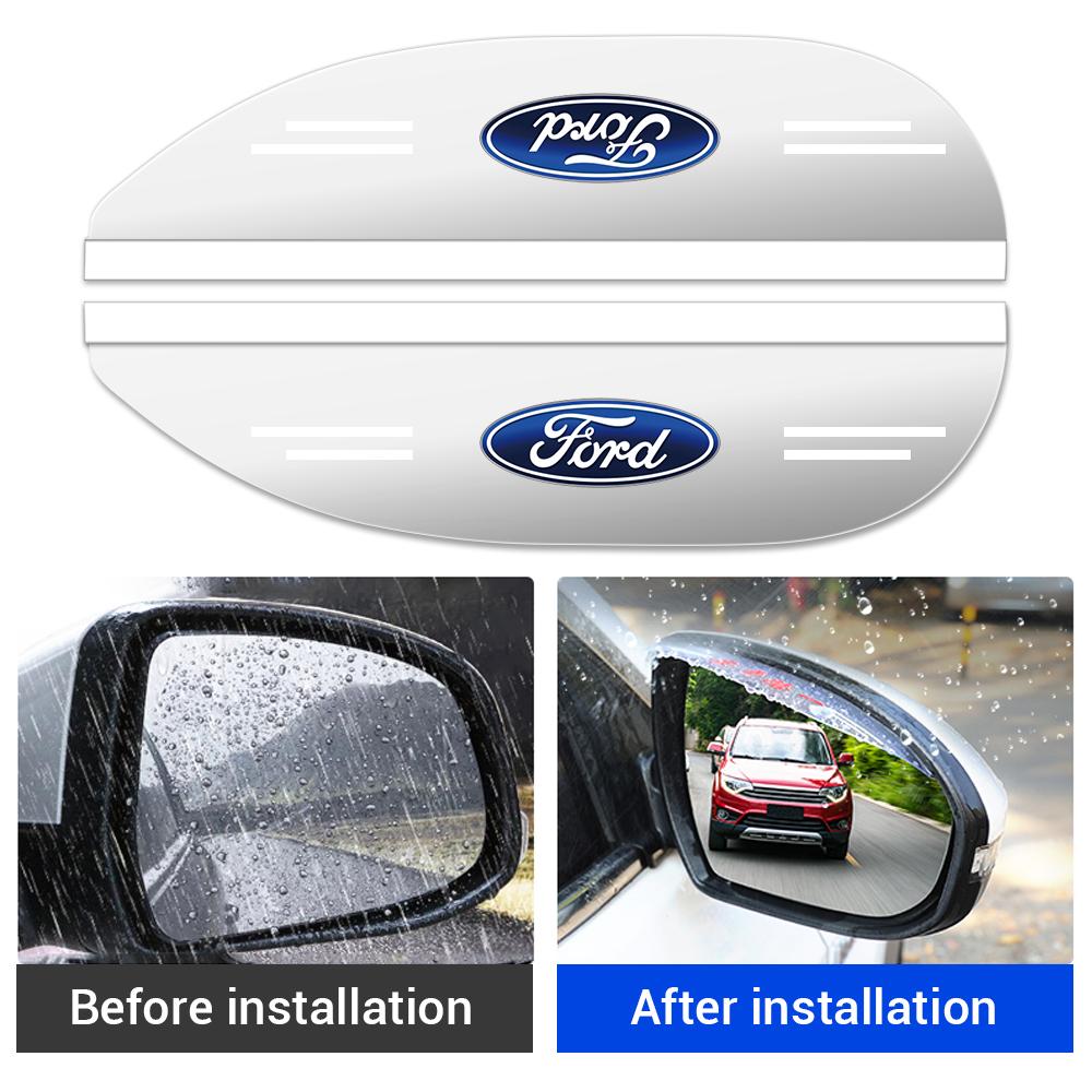 XFVD7 2Pcs Car Rearview Mirror Rain Shield Cover Sticker Auto Styling  Accessories For Ford Ranger Mustang Kuga Mondeo Fiesta Explorer