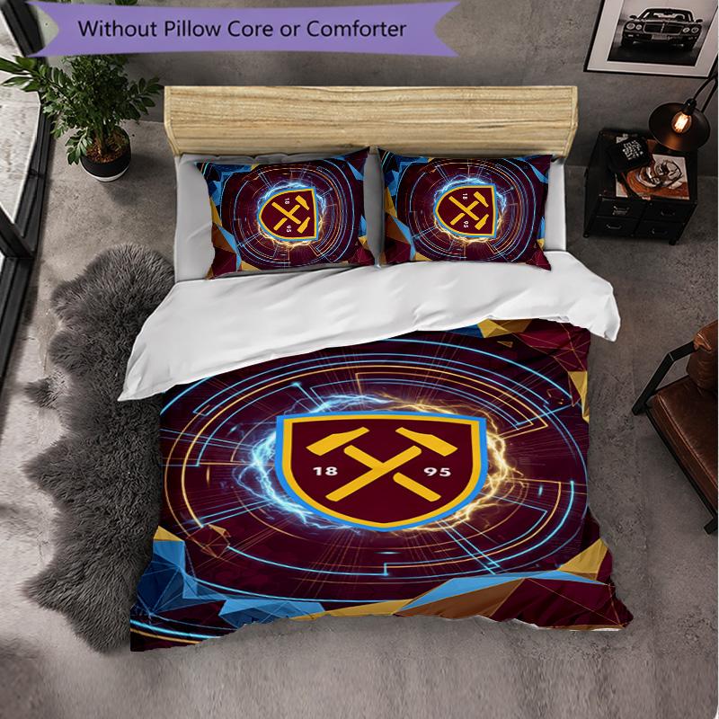 West Ham United Calcio Set Biancheria da Letto 3 Pezzi Morbido Set Copripiumino con Federe Set Decorazione Camera da Letto per la Casa